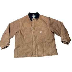 Carhartt Mens 2XL‎ Brown Duck Chore Coat Jacket Quilted Lined Workwear